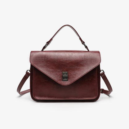 Oil-waxed Leather Vintage New Style Minimalist Fashionable Elegant Womens