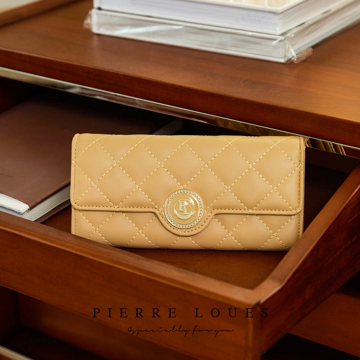 rhombus wallet womens long tri fold large capacity