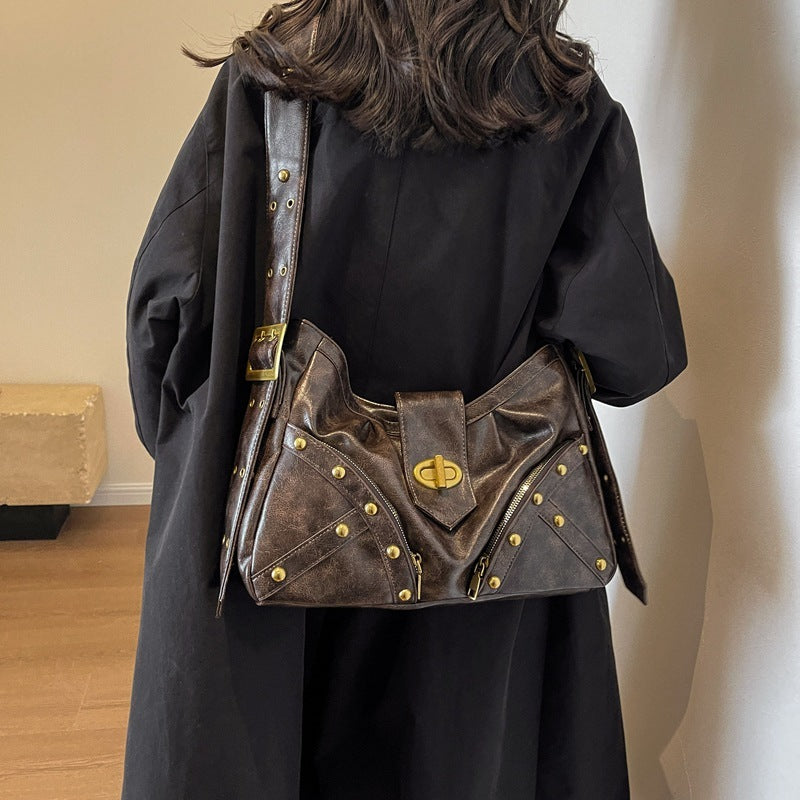 high sense heavy industry rivets y2g hot girl underarm bag
