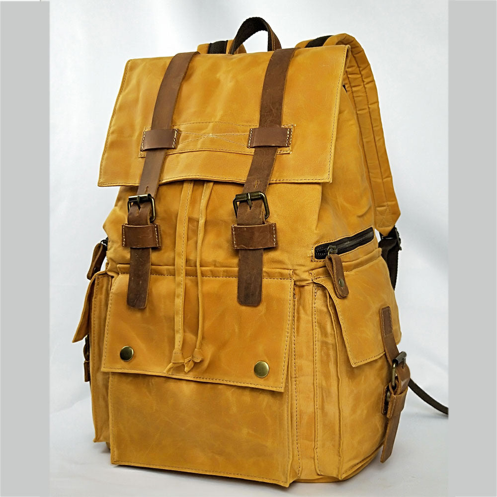 european and american retro waxed canvas backpack