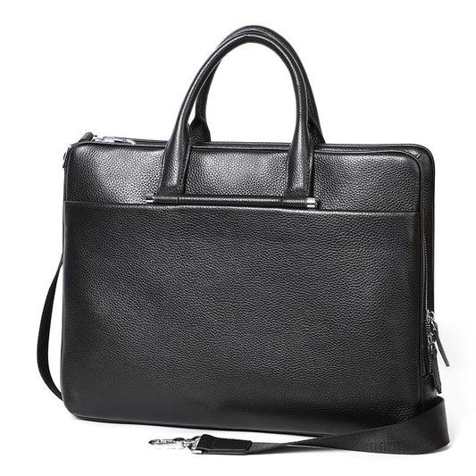 mens large capacity leather briefcase