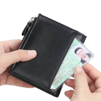 mens new double zipper creative short wallet