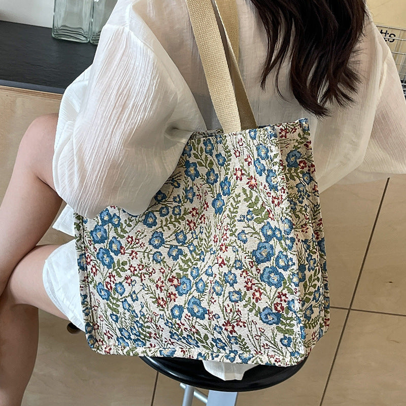 flowers canvas handbag fashion large capacity shoulder bags for women