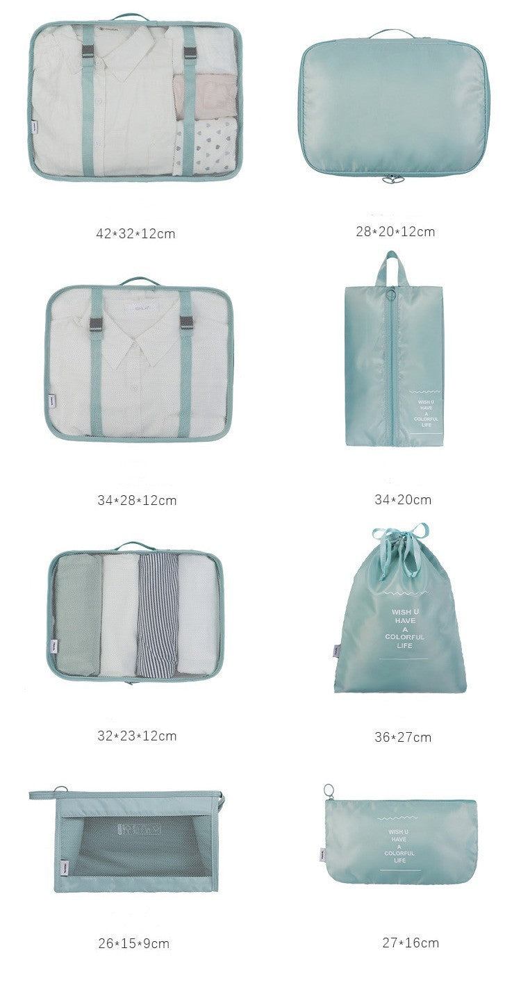 storage bag travel suitcase clothing arrangement eight piece set storage bag separation