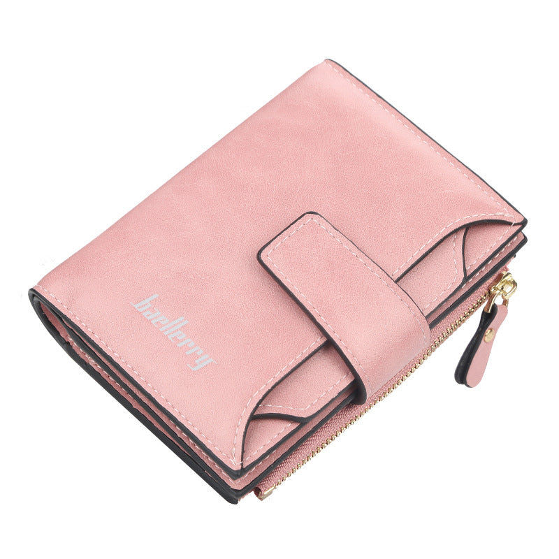 short multiple card slots buckle driving license card holder zipper wallet