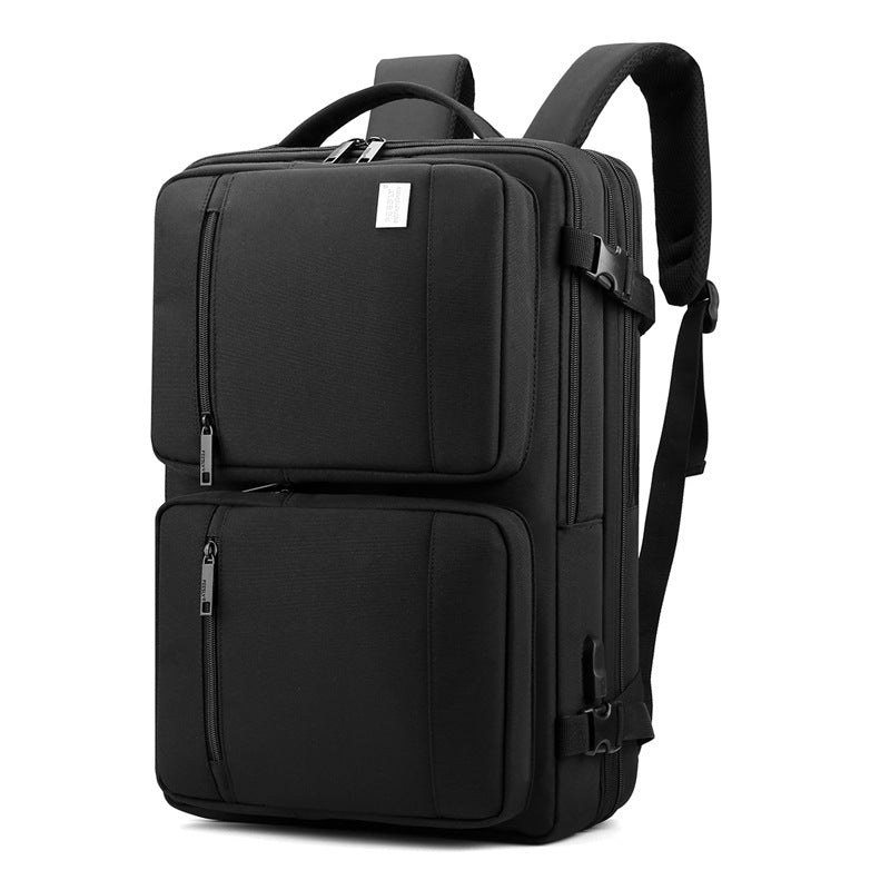 mens business travel solid color large capacity backpack