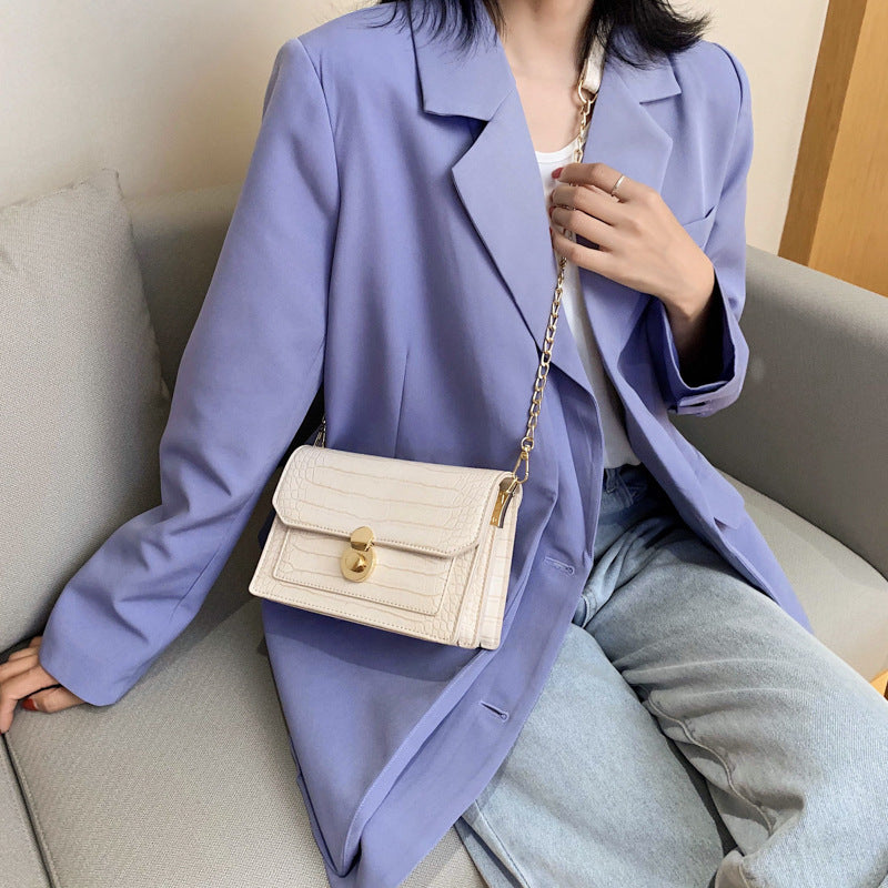 Personality Embossed Stone Pattern Small Square Bag Women