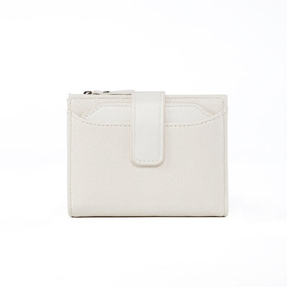womens short solid color leather wallet