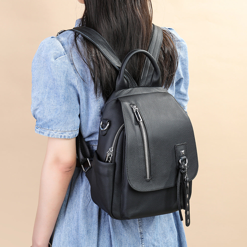 womens casual simple leather backpack