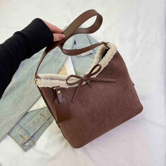 commuter retro large capacity suede bag