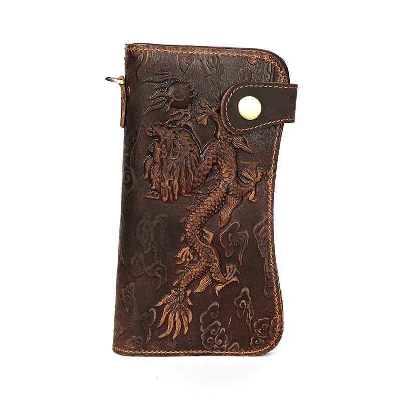 fashion vintage crazy horse leather mens wallet embossed