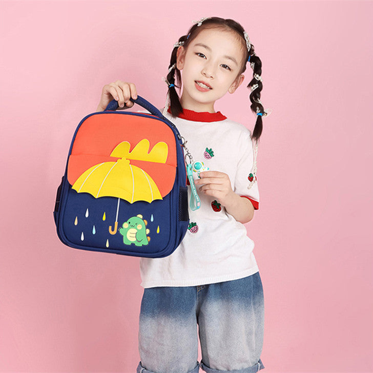 pupils intermediate and advanced kindergarten classes contrast color cartoon backpack