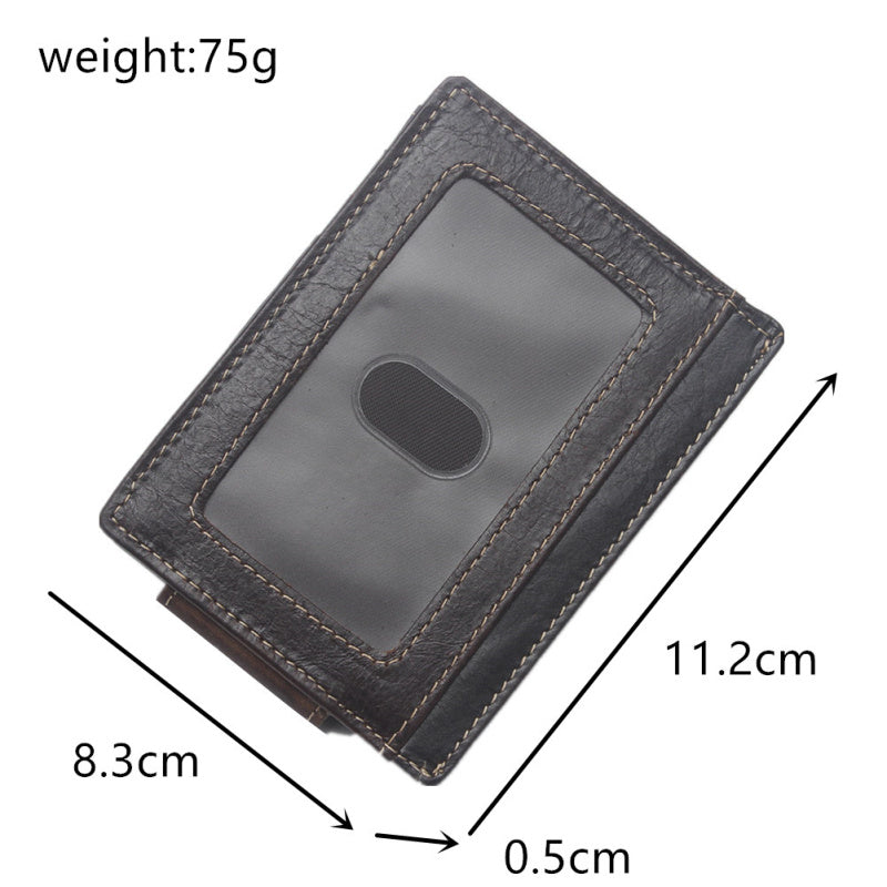 ultra thin anti magnetic rfid oil wax leather multifunctional wallet