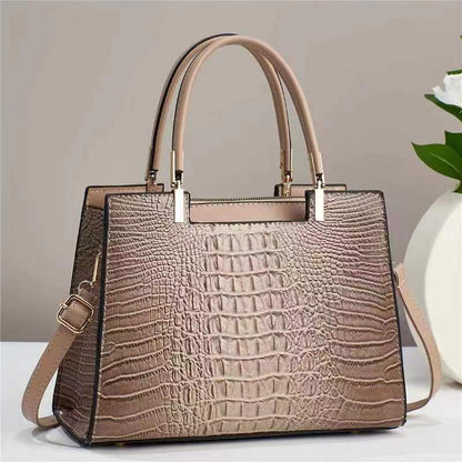 womens fashion casual crocodile pattern large capacity handbag