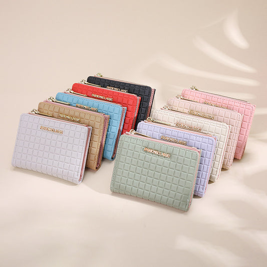 womens wallet short korean style vertical solid color zipper wallet