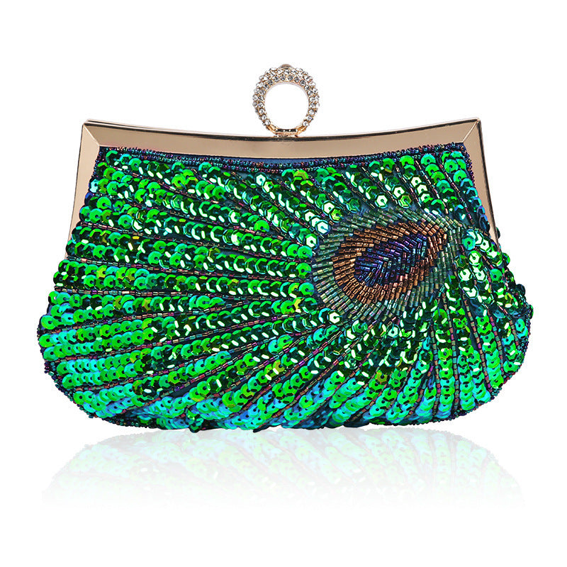 hot sale dinner bag peacock handmade beaded ring