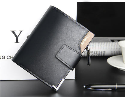 mens wallet multi function wallet with zipper buckle tri fold coin purse