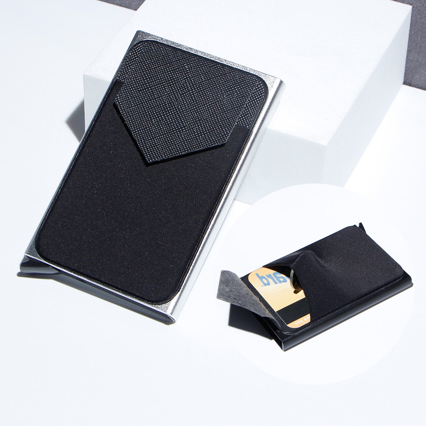 metal card strap lycra cloth anti theft swiping aluminum alloy credit card box business card case multi card holder