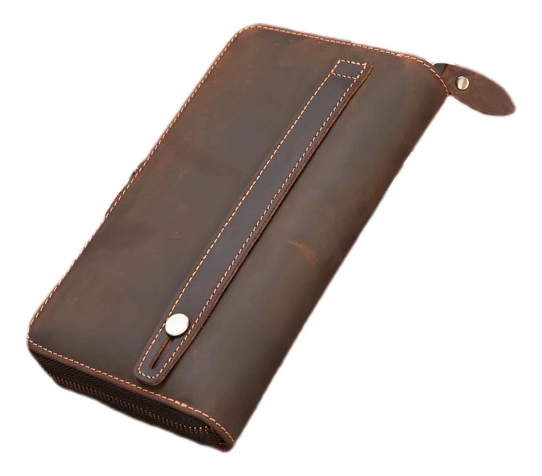 new retro hand multifunctional zipper mens leather wallet