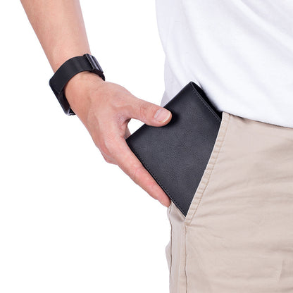 mens short wallet genuine leather trifold wallet