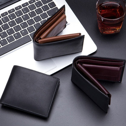 mens short wallet genuine leather trifold wallet
