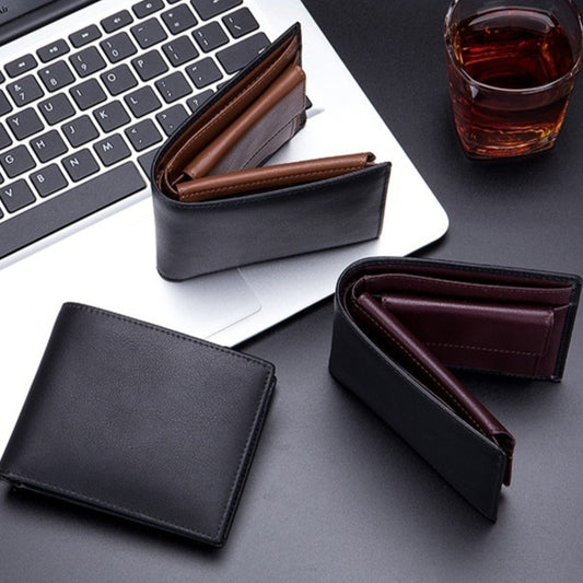 mens short wallet genuine leather trifold wallet