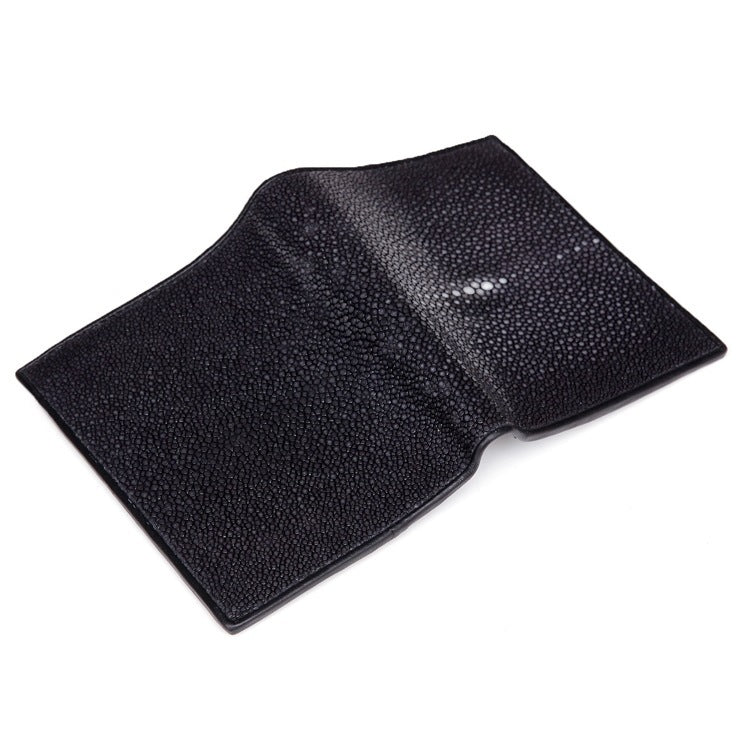 mens horizontal and vertical pearl fish leather wallet with cowhide