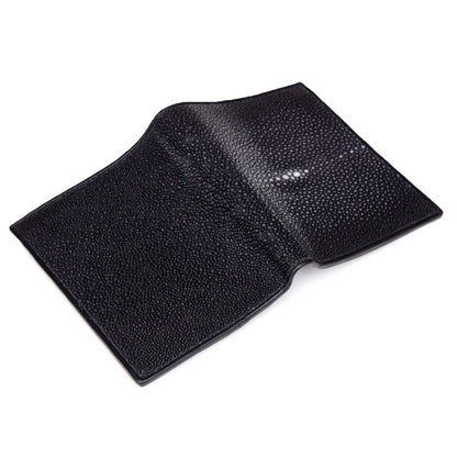 mens horizontal and vertical pearl fish leather wallet with cowhide