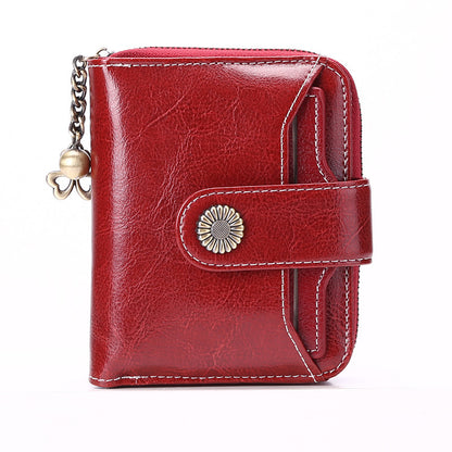 oil wax genuine leather ladys wallet european and american style