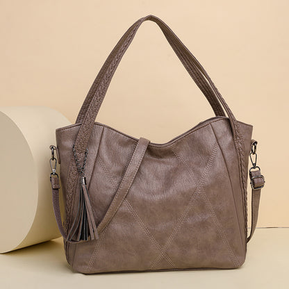 Womens Soft-leather High-capacity Tote Bagcasual Minimalist And Versatile