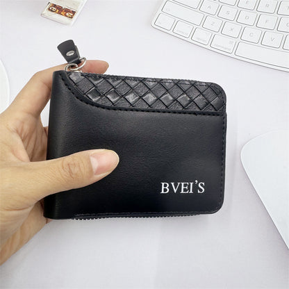 mens short horizontal zipper wallet