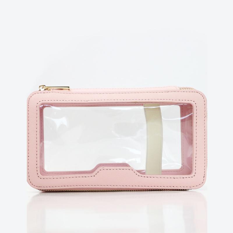 convenient leather transparent tpu cosmetic bag