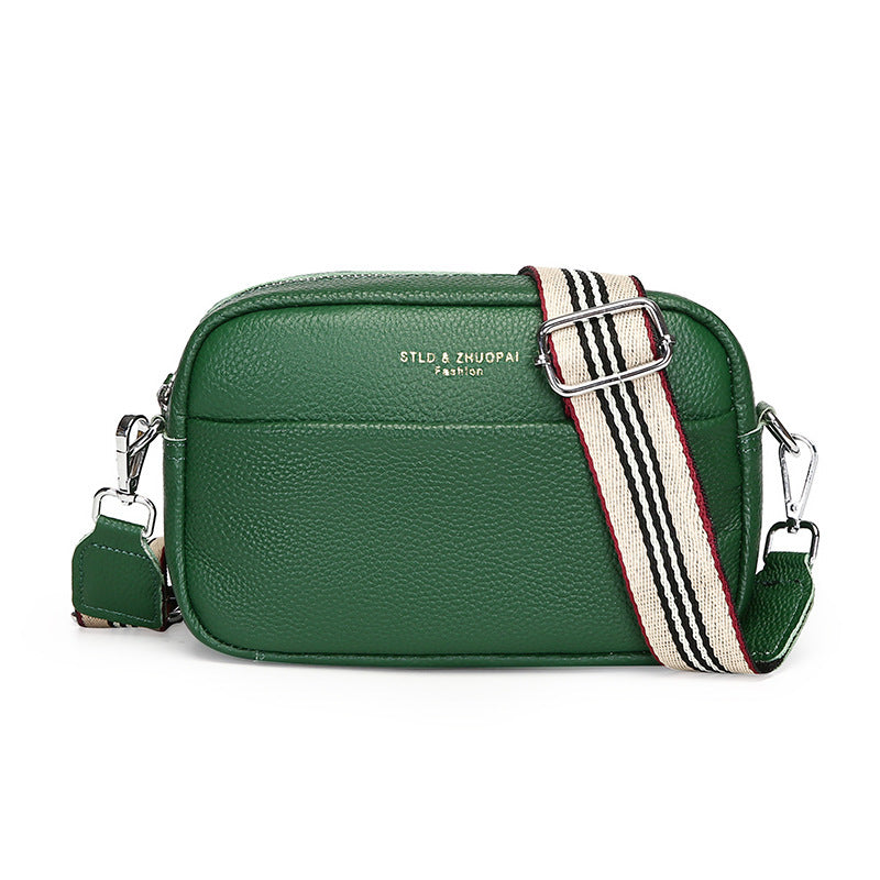 fashion simple shoulder messenger bag top layer cowhide small square bag