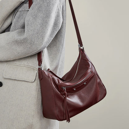 Large-capacity Crossbody Bag Made Of Genuine Leather For Women