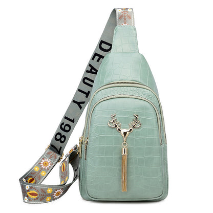 deer tassel design crossbody bag fashion letter embroidery chest bags for women