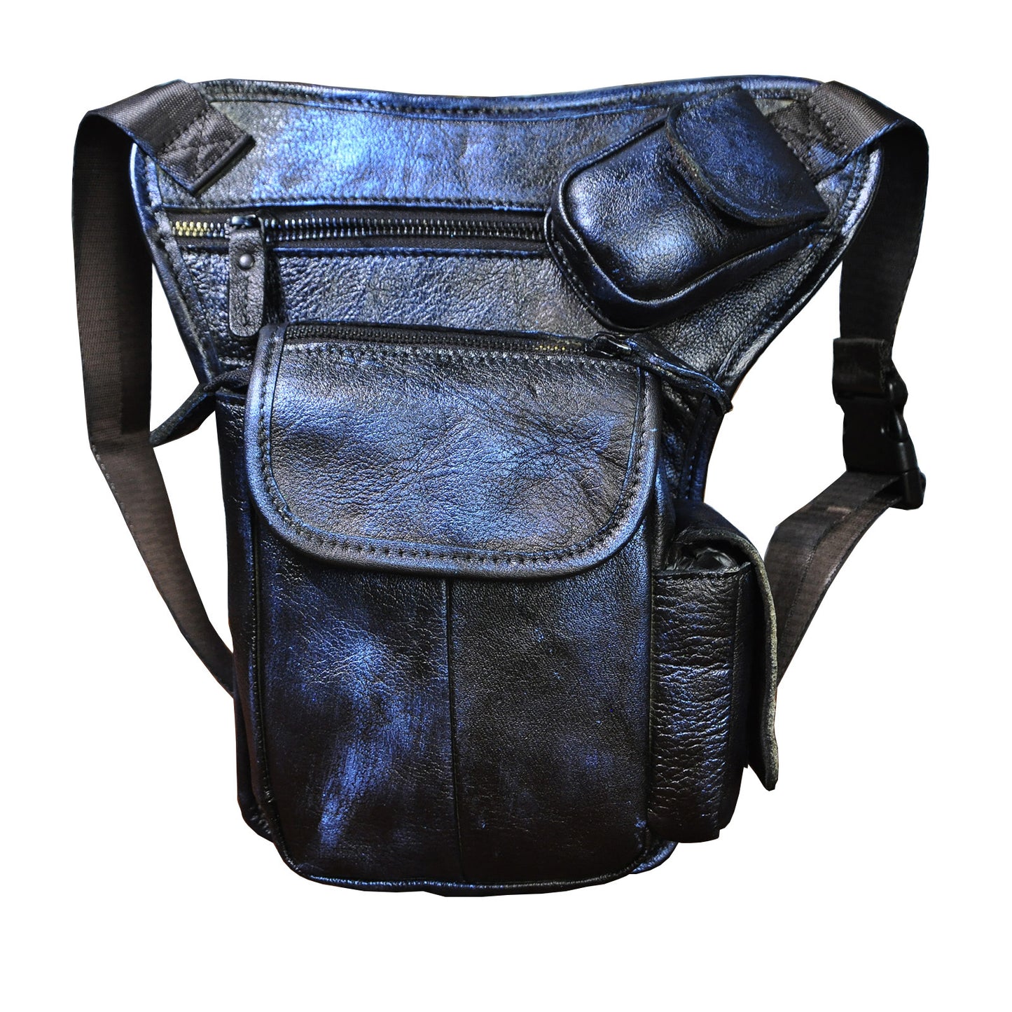 first layer oil waxed leather cowhide vintage mens outdoor leg bag waist bag