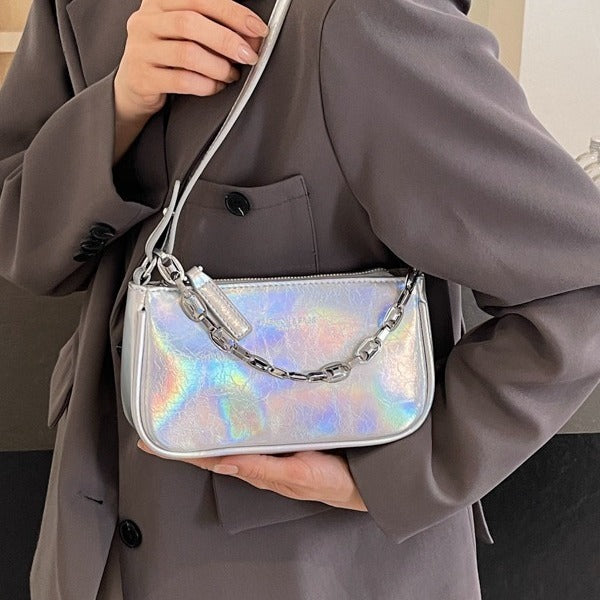 high grade pearl silver crossbody shoulder underarm bag