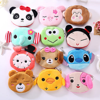 cartoon female cute student portable mini plush earphone key coin purse