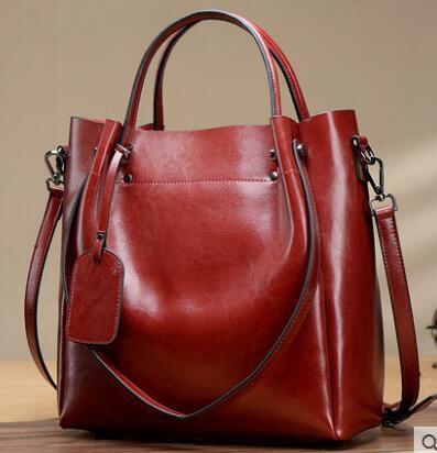 womens fashion simple portable oil wax cattle leather bag