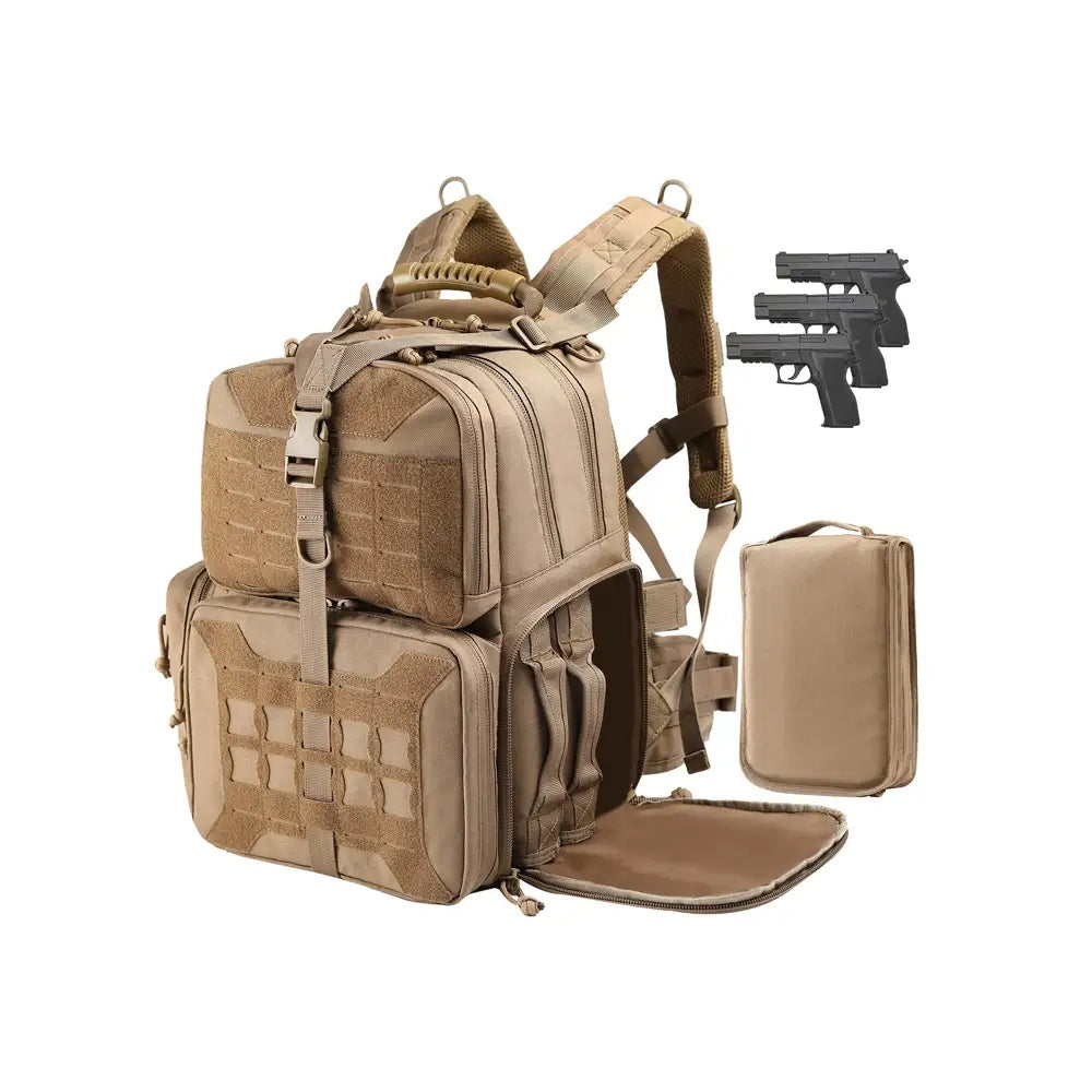 tactical range backpack bag votagoo range activity bag for handgun and ammo 3 pistol carrying case for hunting shooting