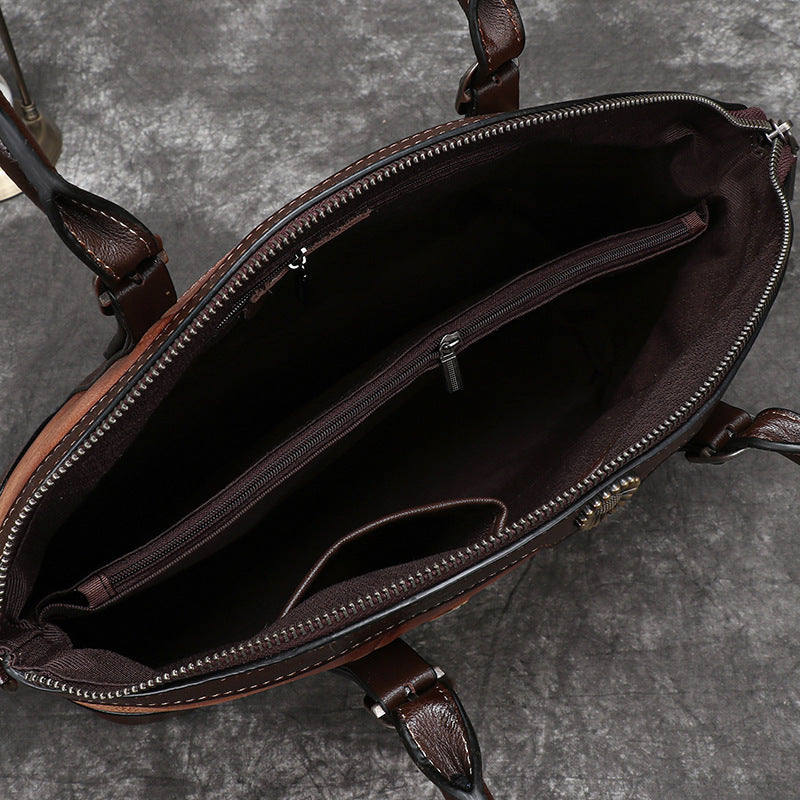 hand rubbed three dimensional relief retro female bag