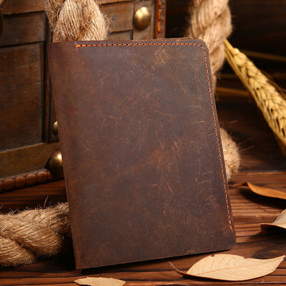 vintage crazy horse leather mens short wallet