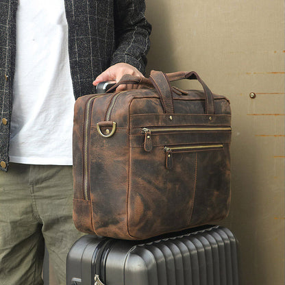 vintage leather mens bag crazy horse leather briefcase