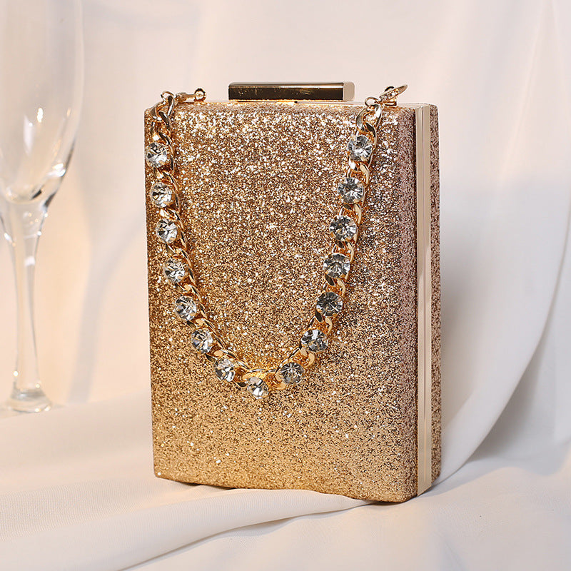 new style dinner bag with rhinestone chain portable messenger small square