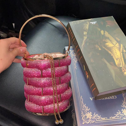 fashion metal hand woven shiny rhinestone quartz rope