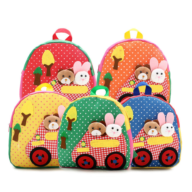 korean shoulder childrens schoolbag kindergarten adorable backpack handmade cartoon baby bag double shoulder bag