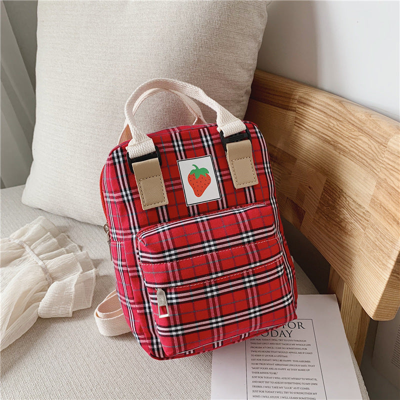 fashion mini cartoon checked childrens backpack