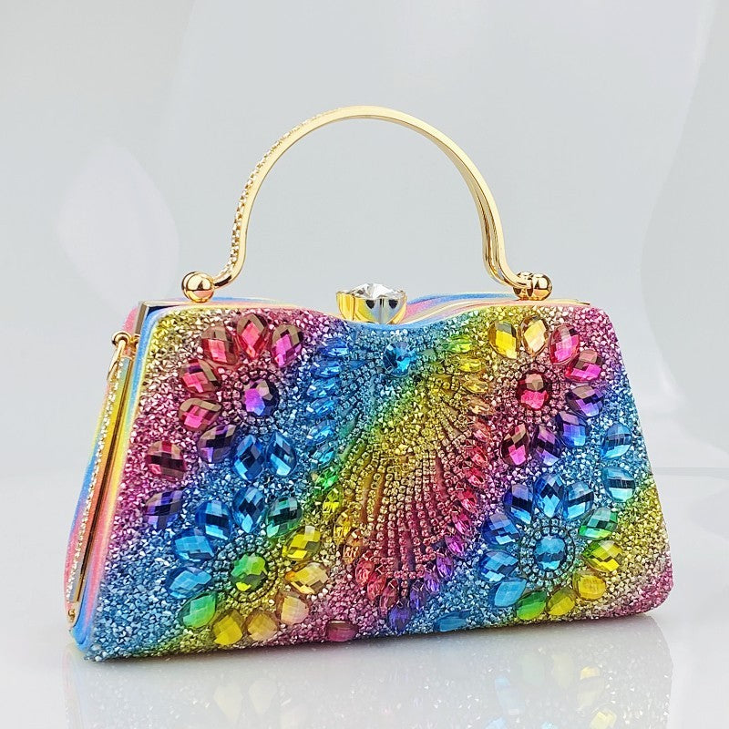 womens shiny banquet clutch horizontal square