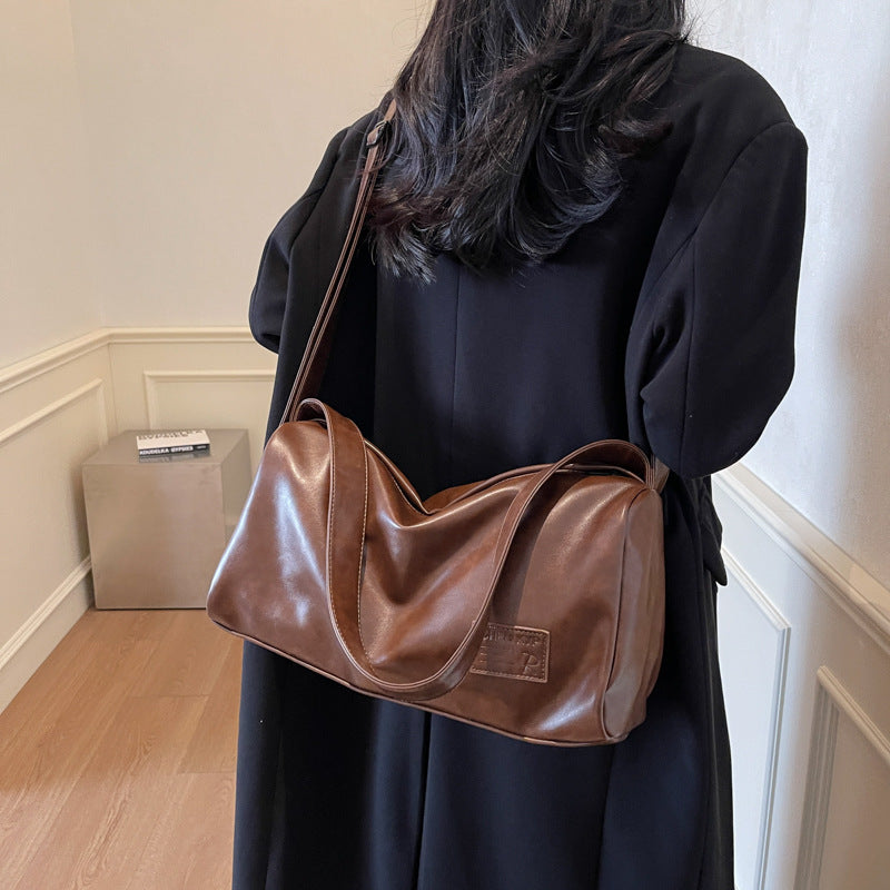 womens soft surface trendy textured one shoulder bag large capacity
