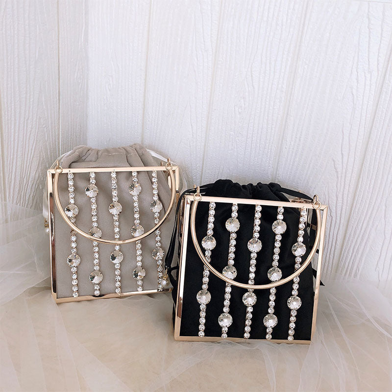 niche diamond studded dinner bag fashionable metal